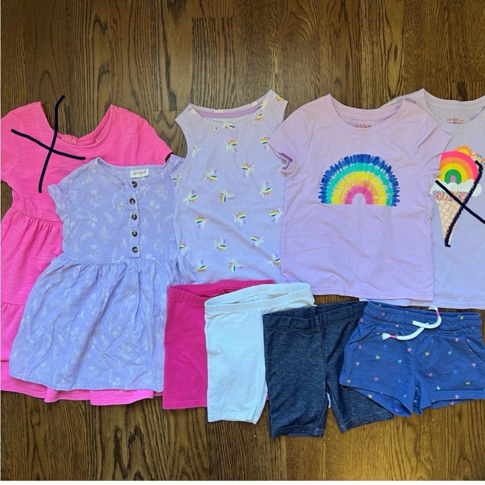 Cat & Jack 4T Summer Bundle - 1 dress, 1 t-shirt, 4 shorts, 1 tank
